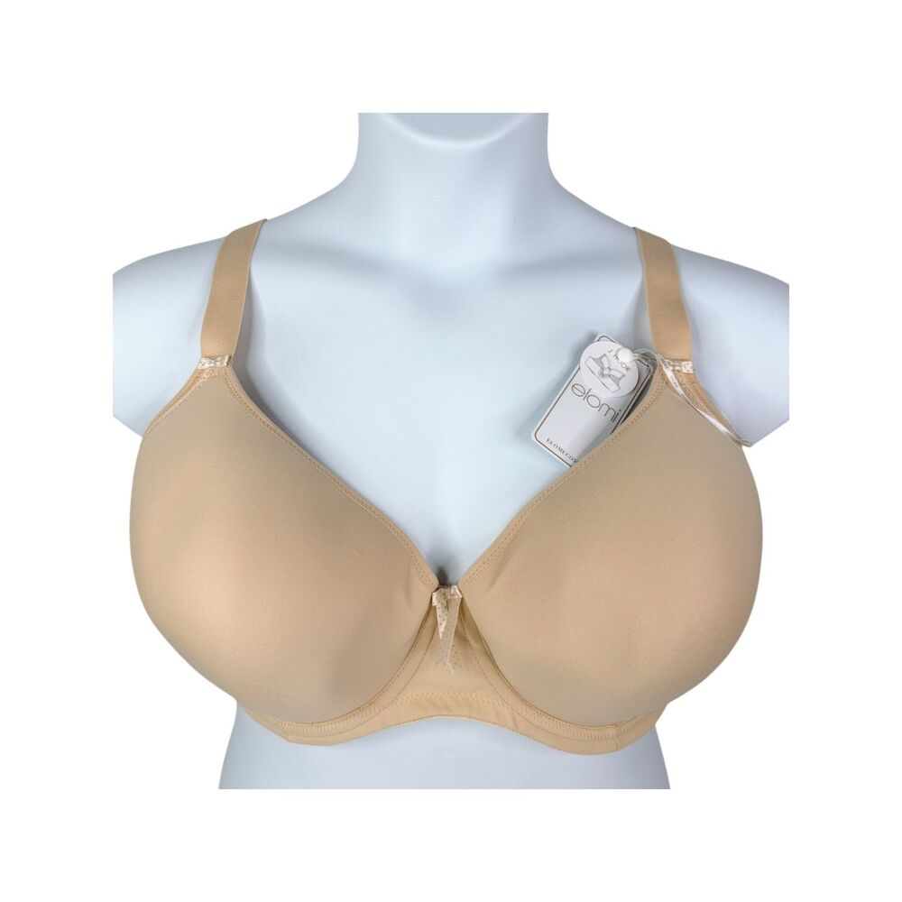 NWT Elomi Bijou Plunge Bra sz 42H US / 42FF UK Molded Cup Sand Convertible Back